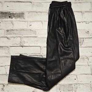 Topshop Faux Leather Jogger Pants Black Elastic Waist Size US 2